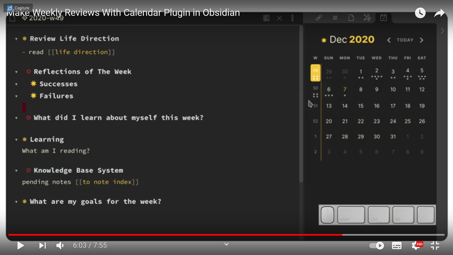 revue des activités de la semaine